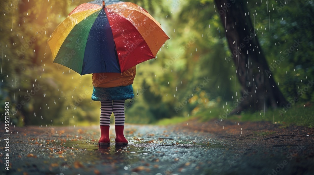 Obraz premium Unexpected rain in nature has its charms, summer showers can surprise. The concept of romance. 
