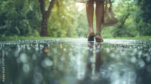 Unexpected rain in nature has its charms, summer showers can surprise. The concept of romance.  © Sanja