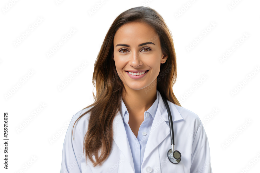 Smiling female doctor in uniform with stethoscope Smiling female doctor in uniform with stethoscope