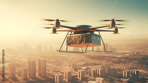 vertical delivery by drone delivering a package to a customer mail