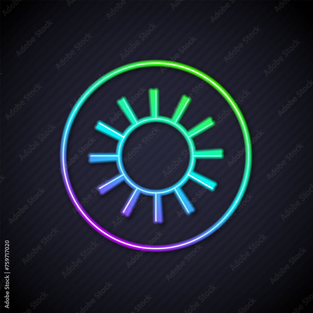 Glowing neon line Sun icon isolated on black background. Vector Glowing neon line Sun icon isolated on black background. Vector
