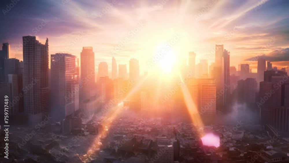 Eerie Glow Amidst Devastation: Post-Apocalyptic City. Generative ai Eerie Glow Amidst Devastation: Post-Apocalyptic City. Generative ai