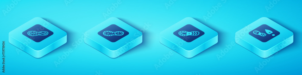 Set Isometric Human footprints shoes, , and icon. Vector Set Isometric Human footprints shoes, , and icon. Vector
