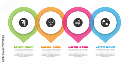 Set Symbol Jupiter, Neptune planet, Windy weather and Cancer zodiac. Business infographic template. Vector