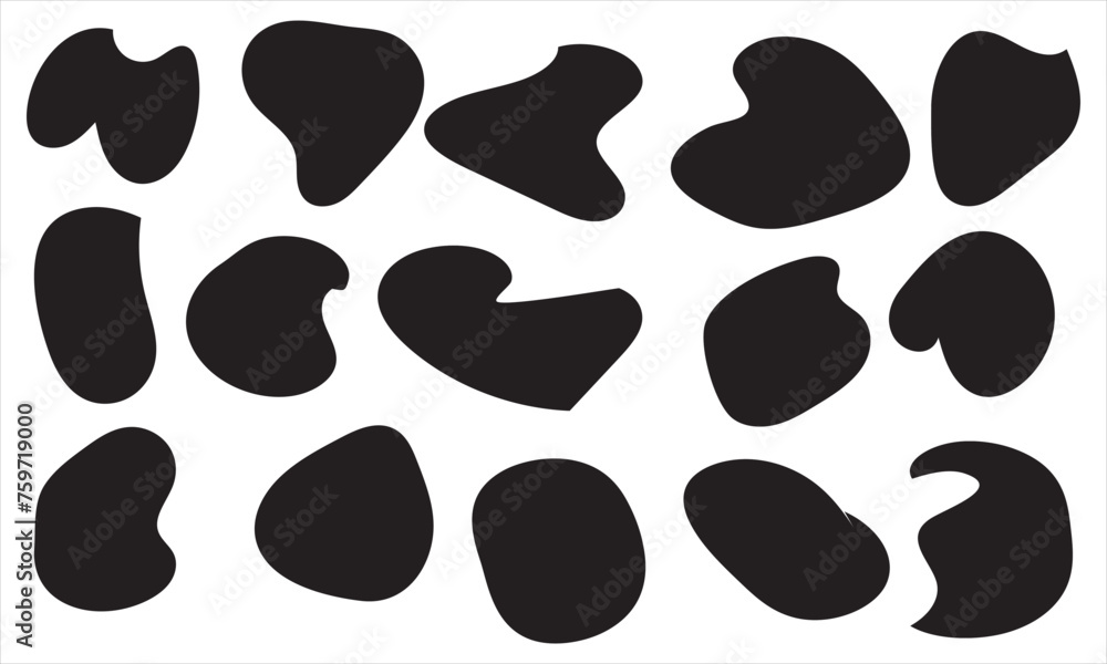 Fototapeta premium Modern liquid irregular blob shape abstract elements graphic flat style design fluid vector illustration set. set banner simple shape template for presentation, flyer, isolated on white background.