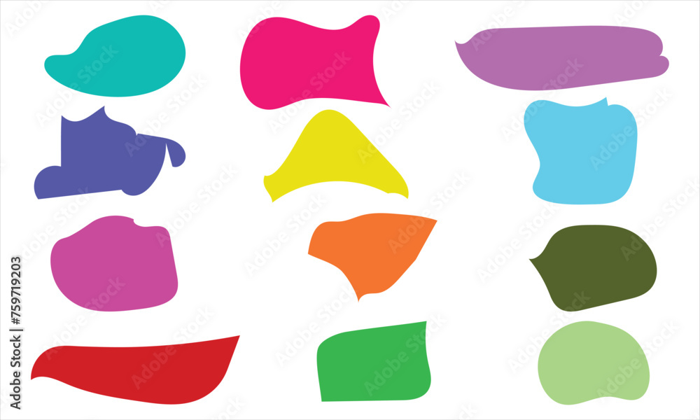 Modern liquid irregular blob shape abstract elements graphic flat style design fluid vector illustration set. set banner simple shape template for presentation, flyer, isolated on white background. Modern liquid irregular blob shape abstract elements graphic flat style design fluid vector illustration set. set banner simple shape template for presentation, flyer, isolated on white background.