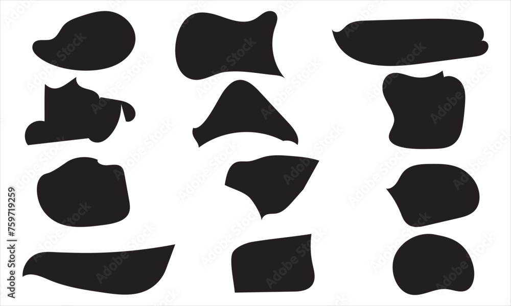 Modern liquid irregular blob shape abstract elements graphic flat style design fluid vector illustration set. set banner simple shape template for presentation, flyer, isolated on white background. Modern liquid irregular blob shape abstract elements graphic flat style design fluid vector illustration set. set banner simple shape template for presentation, flyer, isolated on white background.