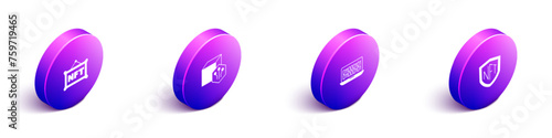 Set Isometric NFT Digital crypto art, Binary code and shield icon. Vector
