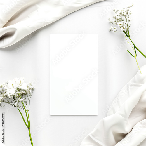 white menu card flatley mockup with colors on a minimalistic light background photo