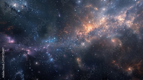 A dreamy celestial background featuring stars nebulae