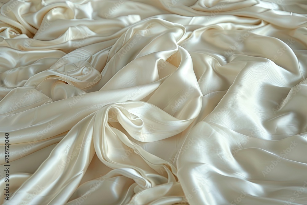 Obraz premium Soft creamy silk sheets gently folded