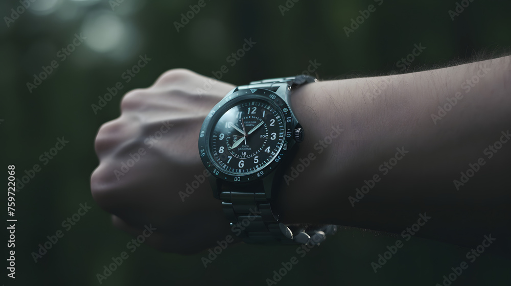 wristwatch on the hand