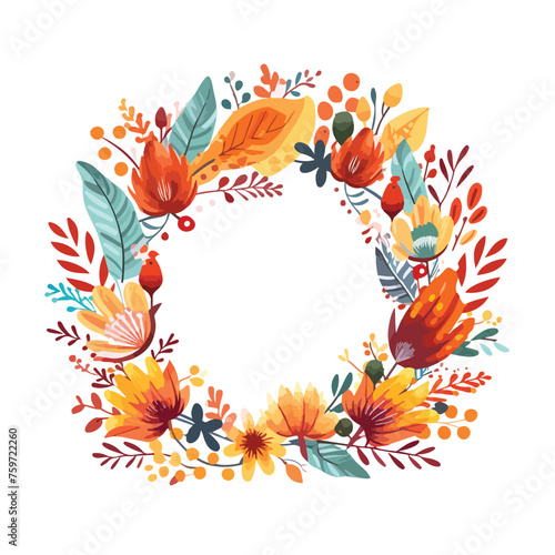 Happy thanksgiving card with decorative wreath. col