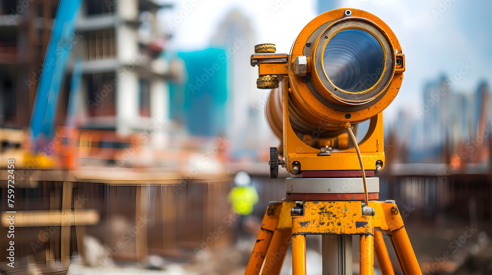 Surveyor telescope at construction site Surveyor telescope at construction site