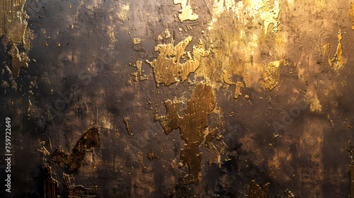 Golden textured wall with peeling paint