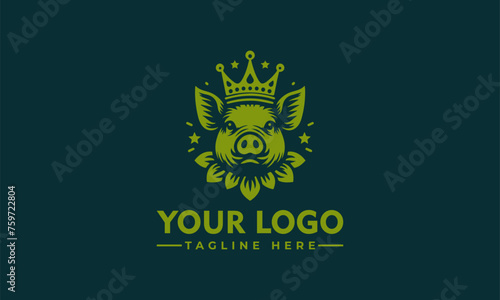 Pig logo Vector design Pig Crown Flower logo Pig for Business Identity photo