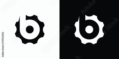 Vector logo design with the initials letter b in the shape of a gear in a modern, simple, clean and abstract style. photo