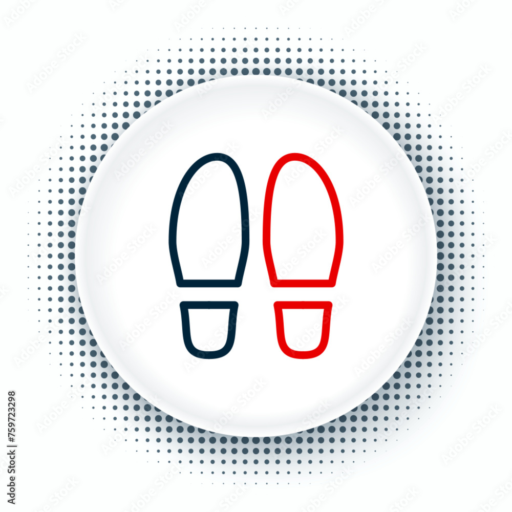 Line Footsteps icon isolated on white background. Detective is investigating. To follow in the footsteps. Colorful outline concept. Vector Line Footsteps icon isolated on white background. Detective is investigating. To follow in the footsteps. Colorful outline concept. Vector