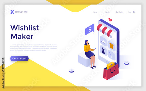 Modern Isometric Landing Page Template. Vector Illustration