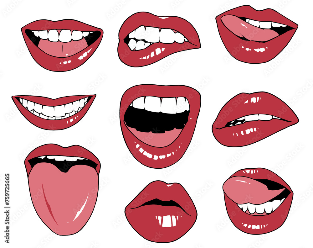 Lips cartoon set Lips cartoon set