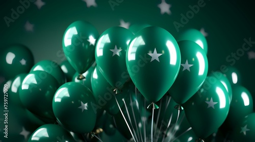 Flag of Micronesia on balloon party. Micronesian patriotic 3D rendering photo