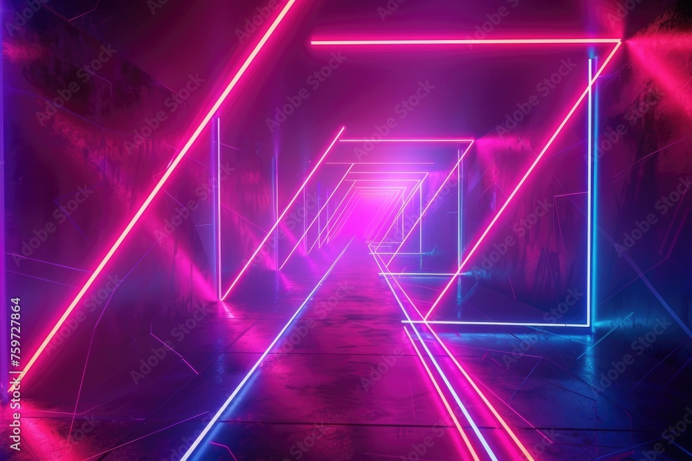 A futuristic cyberclub scene lit up with neon lights and laser beams creates an immersive synthwave style environment. by AI generated image A futuristic cyberclub scene lit up with neon lights and laser beams creates an immersive synthwave style environment. by AI generated image