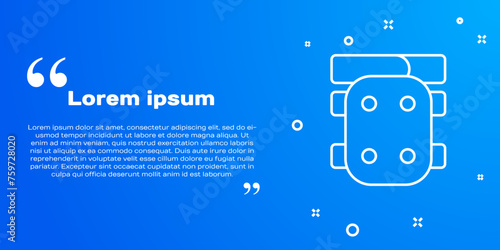 White line Knee pads icon isolated on blue background. Extreme sport. Skateboarding, bicycle, roller skating protective gear. Vector