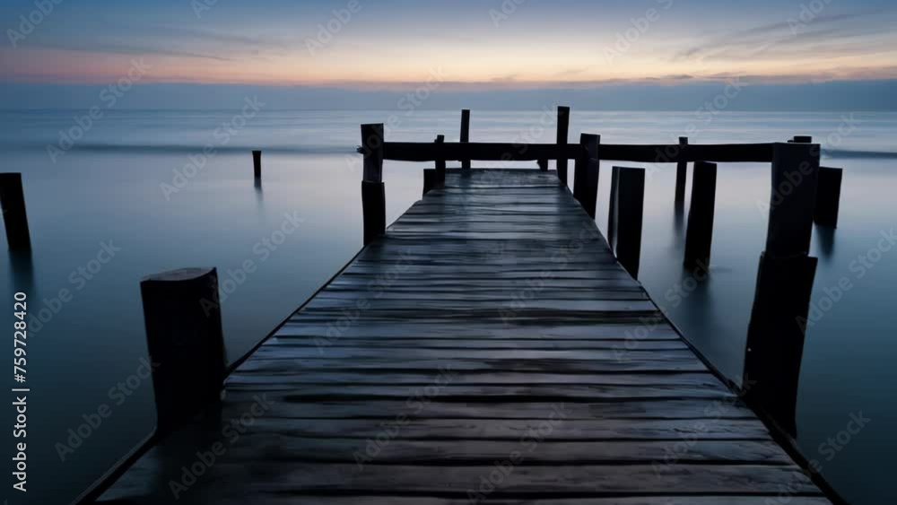 A long pier extends into the calm waters, with the sunrise near the horizon bringing a soft light amidst the silence.
A long pier extends into the calm waters, with the sunrise near the horizon bringing a soft light amidst the silence.