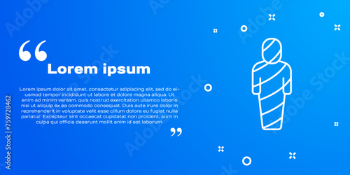 White line Egypt mummy icon isolated on blue background. Vector