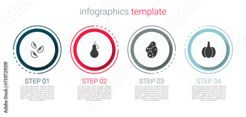 Set Tomato, Pear, Potato and Garlic. Business infographic template. Vector