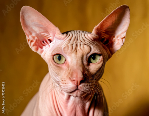 Beautiful close-up portrait of a Sphynx cat.