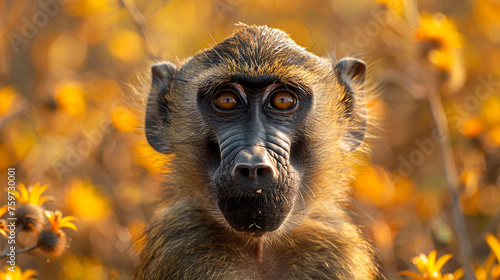 wildlife photography, authentic photo of a baboon in natural habitat, taken with telephoto lenses, for relaxing animal wallpaper and more © elementalicious