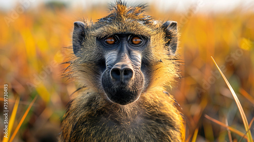 wildlife photography, authentic photo of a baboon in natural habitat, taken with telephoto lenses, for relaxing animal wallpaper and more © elementalicious