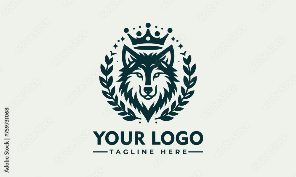 wolf Crown Flower logo Vector design Vintage Wolf logo vector for Business Identity