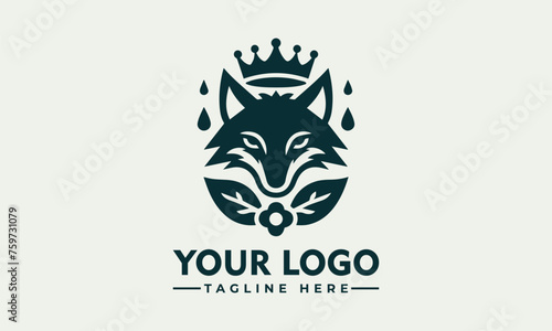wolf Crown Flower logo Vector design Vintage Wolf logo vector for Business Identity