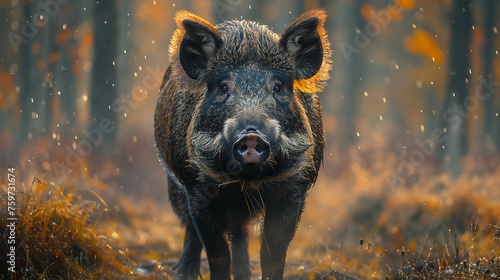 wildlife photography, authentic photo of a boar in natural habitat, taken with telephoto lenses, for relaxing animal wallpaper and more