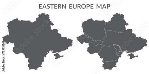 Eastern Europe country Map. Map of Eastern Europe in set grey color photo