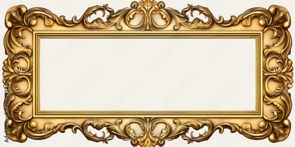 Ornate Gold Frame on White Background Generative AI Ornate Gold Frame on White Background Generative AI