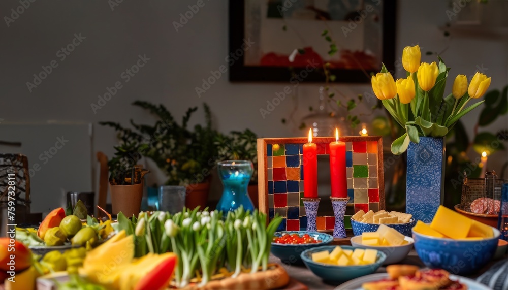 Nowruz haft seen table a cultural display for the persian new year, nowruz celebration