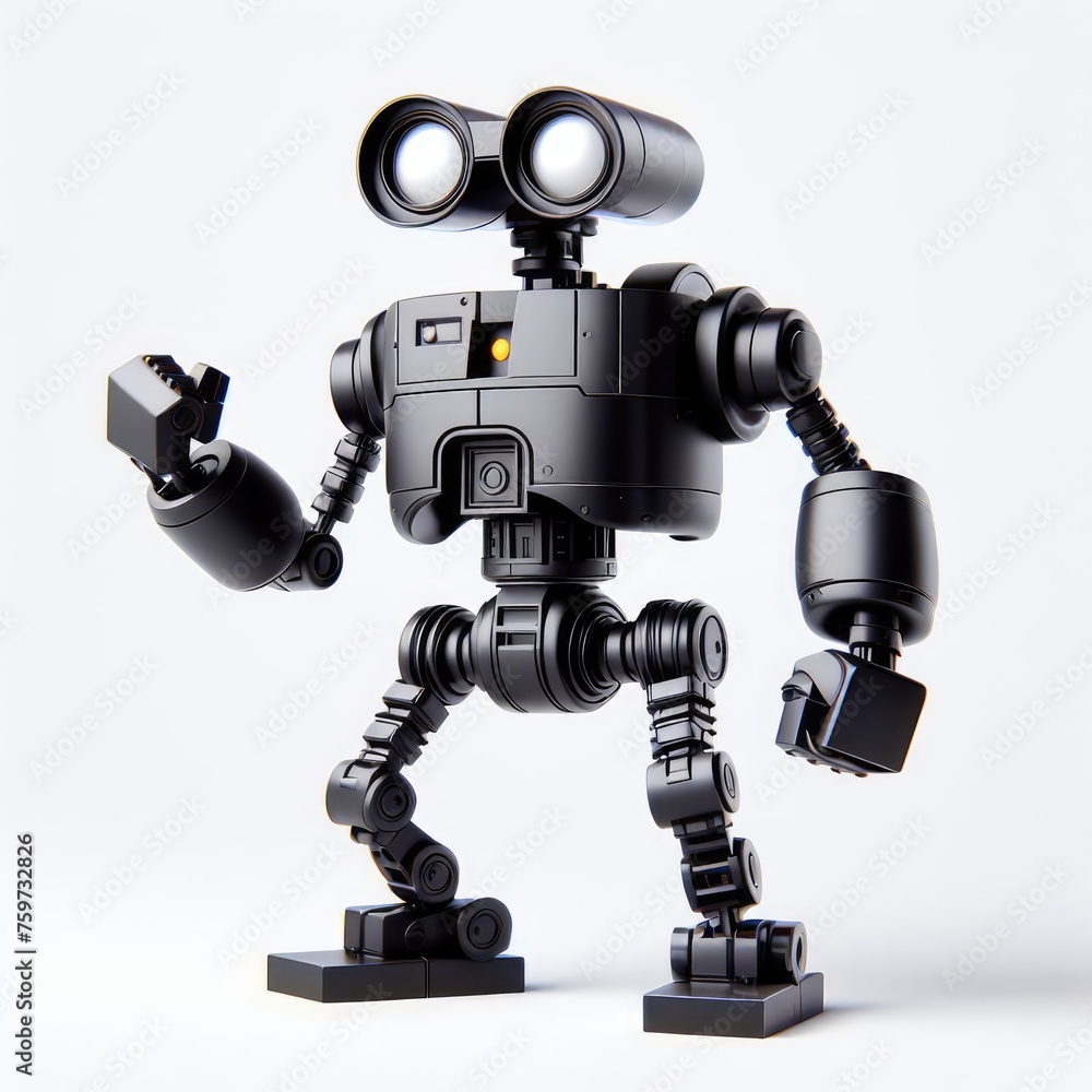 Black Cute 3D Robot. 3D minimalist cute illustration on a light background. Black Cute 3D Robot. 3D minimalist cute illustration on a light background.