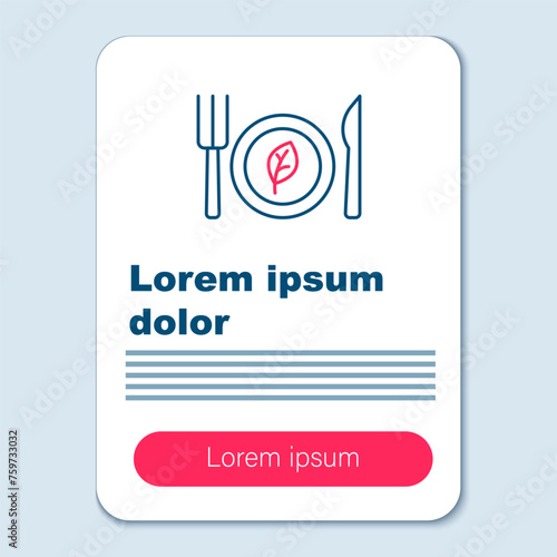 Line Vegan food diet icon isolated on grey background. Organic, bio, eco symbol. Vegan, no meat, lactose free, healthy, fresh and nonviolent food. Colorful outline concept. Vector