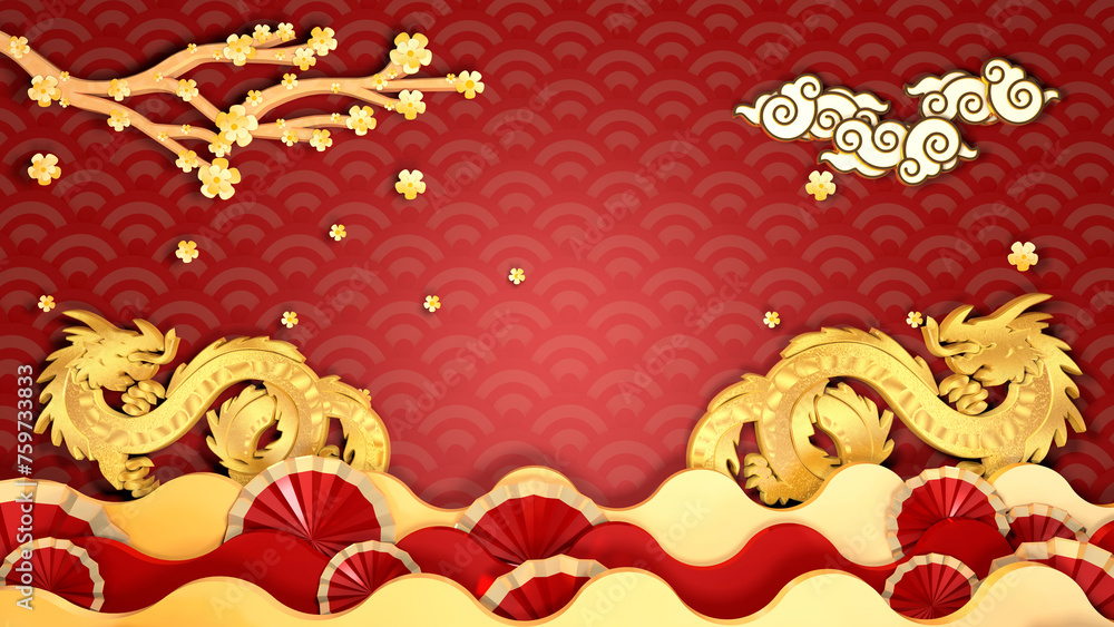 Happy chinese new year for space for message Isolated in background. 3D illustration, 3D rendering
Happy chinese new year for space for message Isolated in background. 3D illustration, 3D rendering