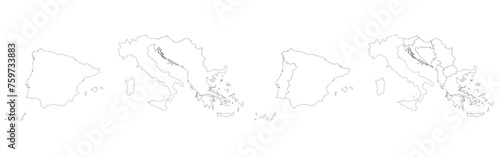 Southern Europe country Map. Map of Southern Europe in set white color photo