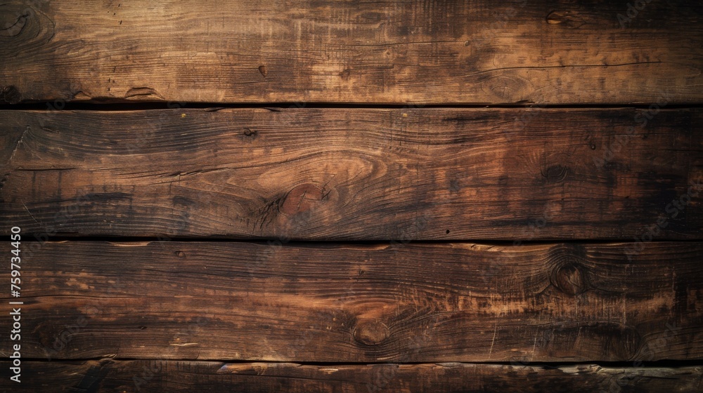 Fototapeta premium A close-up image featuring the detailed texture of dark wooden planks with natural patterns, suitable for background or design elements