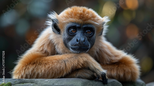 wildlife photography, authentic photo of a gibbon in natural habitat, taken with telephoto lenses, for relaxing animal wallpaper and more © elementalicious