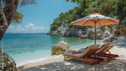 beach with umbrella