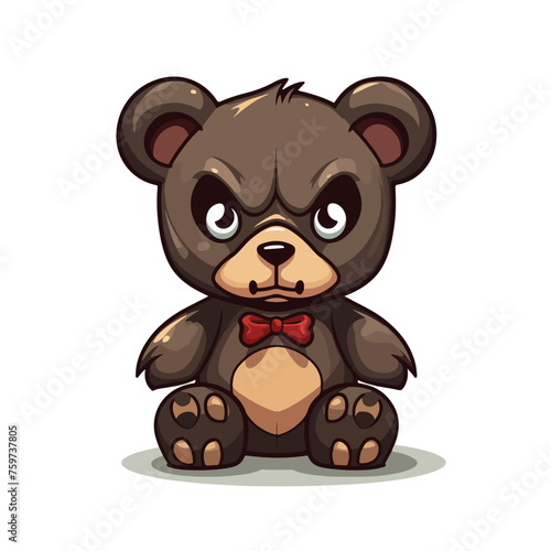 Evil cartoon teddy bear. Character and shadow in se