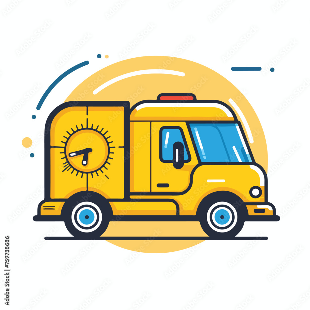 Express delivery icon. Delivery car with watch. fla