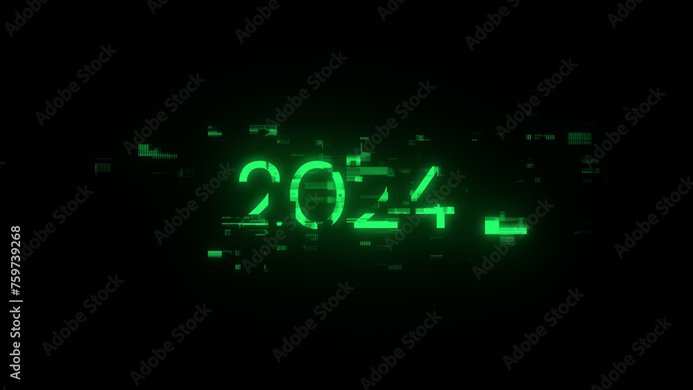 3D rendering 2024 text with screen effects of technological glitches 3D rendering 2024 text with screen effects of technological glitches