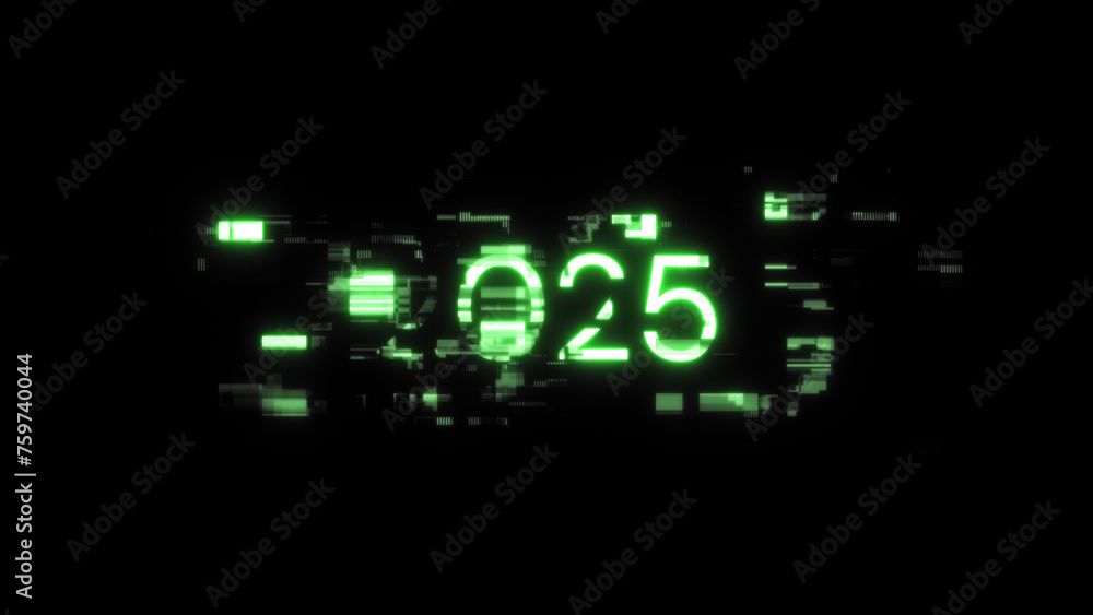 3D rendering 2025 text with screen effects of technological glitches 3D rendering 2025 text with screen effects of technological glitches